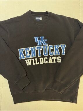Y2K Gear For Sports Black Kentucky Wildcats Crewneck with Blue & White Logo 161